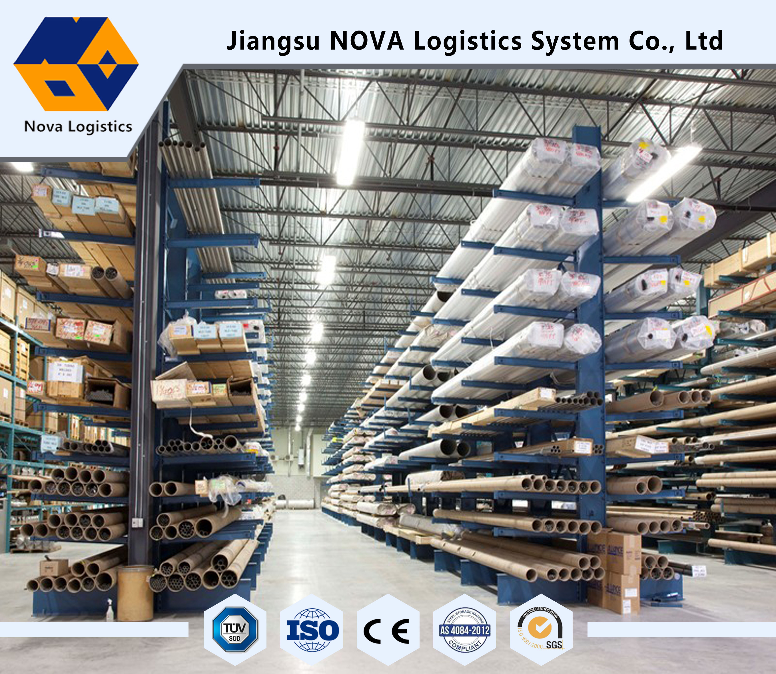 NOVA Cantilever Warehouse Storage Rack 75mm regolabili con 500 chilogrammi per braccio